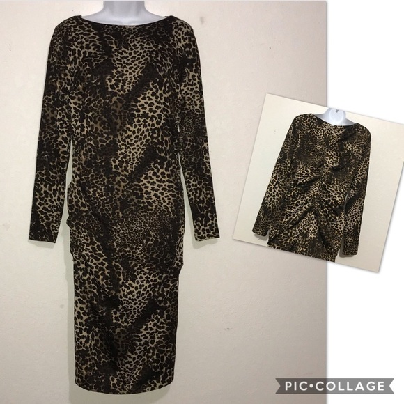 Philosophy Dresses & Skirts - Philosophy Leopard Animal Print Draped Back Dress